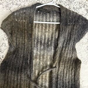 Elegant Gray Open-Knit Women's Cardigan